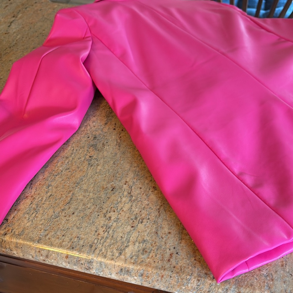 Steve Madden vegan leather, hot pink blazer - Picture 6 of 10